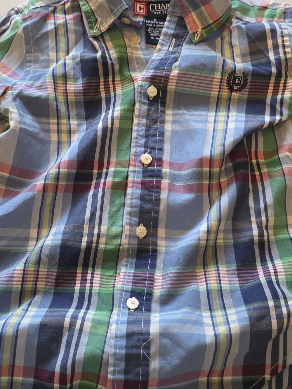 Chaps Plaid Button-Down Shirt in Blue, Green and Navy
